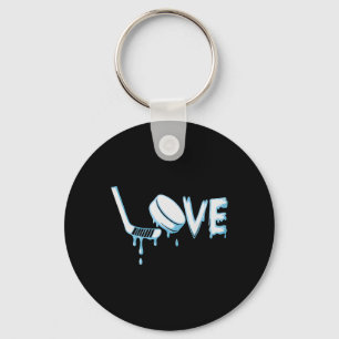 Hockey Ice Cream Drip Boys Ice Hockey Love Youth P Keychain
