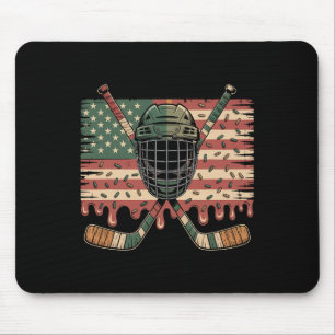 Hockey Ice Cream Drip Camo Usa Flag  Mouse Pad