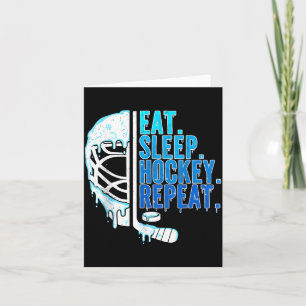 Hockey Ice Cream Drip Eat Sleep Hockey Repeat Boys Card