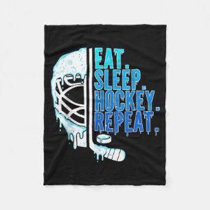 Hockey Ice Cream Drip Eat Sleep Hockey Repeat Boys Fleece Blanket