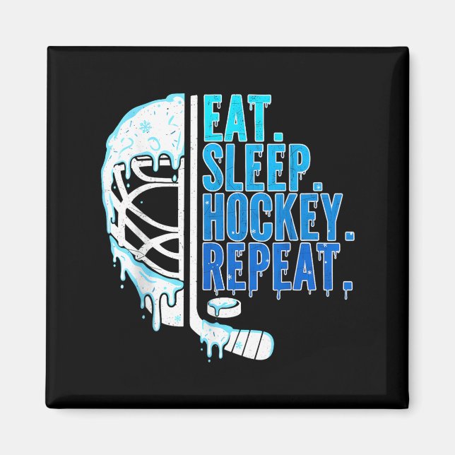 Hockey Ice Cream Drip Eat Sleep Hockey Repeat Boys Magnet (Front)