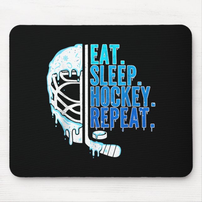 Hockey Ice Cream Drip Eat Sleep Hockey Repeat Boys Mouse Pad (Front)