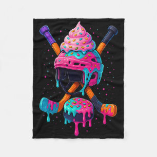 Hockey Ice Cream Drip For Boys Men Women Kids Grap Fleece Blanket