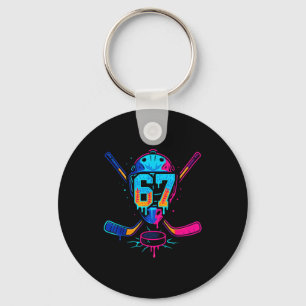 Hockey Ice Cream Drip Number 67 Player 67th Birthd Keychain