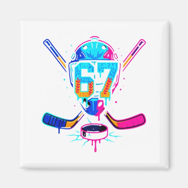 Hockey Ice Cream Drip Number 67 Player 67th Birthd Magnet (Front)
