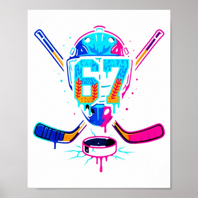Hockey Ice Cream Drip Number 67 Player 67th Birthd Poster (Front)