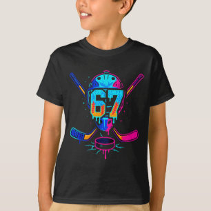 Hockey Ice Cream Drip Number 67 Player 67th Birthd T-Shirt