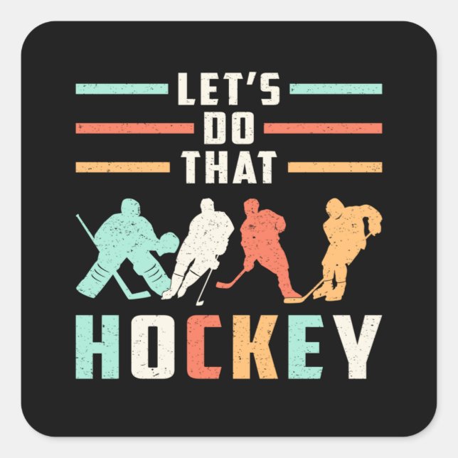Hockey Ice Hockey Stick Retro Team Puck Gift Idea Square Sticker (Front)