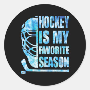 Hockey Is My Favorite Season Funny Youth Women Boy Classic Round Sticker