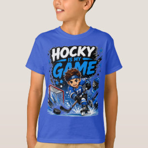 Hockey Is My Game Cute Kawaii Kids Sports Design T-Shirt