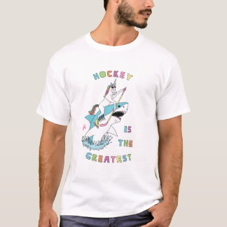 Hockey Is The Greatest Unicorn Riding Great White T-Shirt
