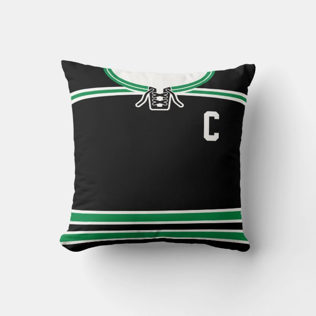 Hockey Jersey Nom et numéro Modèle Coussin vert (Recto)