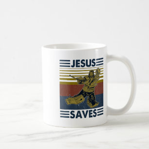 Hockey Jesus Saves Funny Hockey The Penalty Box Coffee Mug