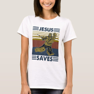 Hockey Jesus Saves Funny Hockey The Penalty Box  T-Shirt