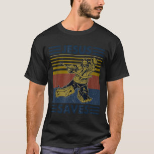 Hockey Jesus Saves Funny Hockey The Penalty Box T-Shirt