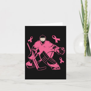 Hockey Keeper Pink Ribbon Breast Cancer Awareness Card