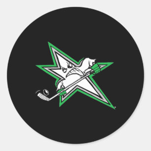Hockey Lone Star Logo Player Mascot Cartoon Classic Round Sticker
