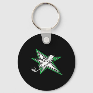 Hockey Lone Star Logo Player Mascot Cartoon Keychain