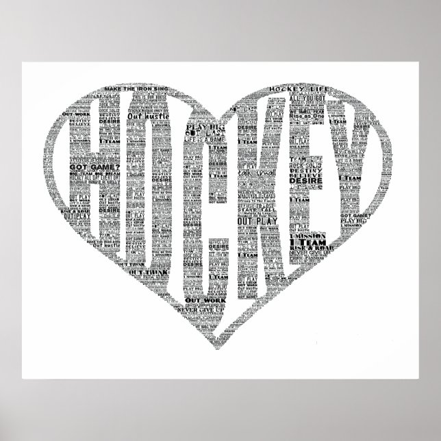 Hockey love word art motivational poster (Front)