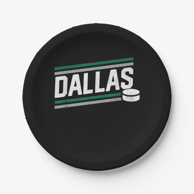 Hockey Lover | Cool Dallas Hockey Power Play Paper Plate (Front)