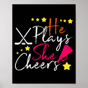 Hockey Lover He Plays She Plays Cheerleader Family Poster