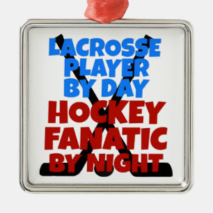Hockey Lover Lacrosse Player Metal Ornament