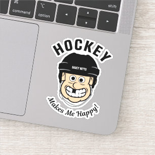 Hockey Makes Me Happy Funny Cartoon Player Laptop