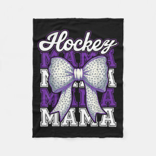 Hockey Mama Mommy Ball Bow Proud Sports Mother Son Fleece Blanket