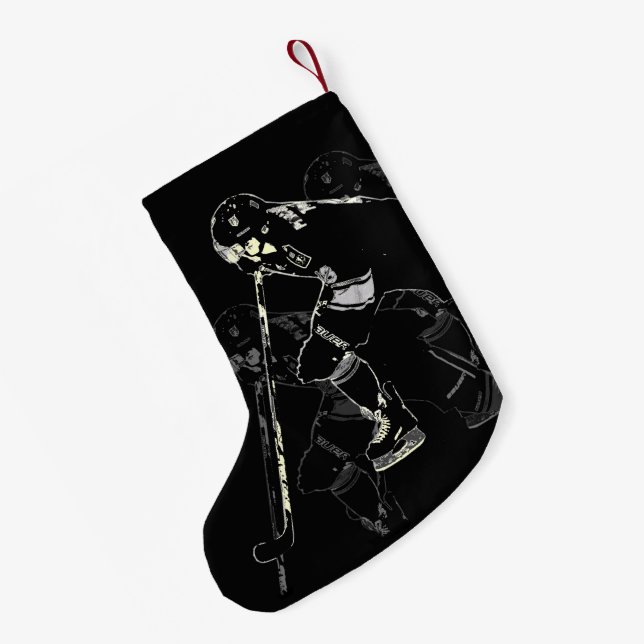 Hockey Mania - Hockey Player Small Christmas Stocking (Back (Hanging))
