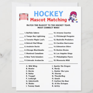 Hockey Mascot Matching Game
