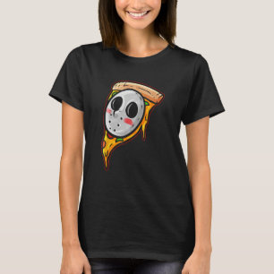 Hockey Mask Halloween Horror and Pizza T-Shirt