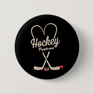 Hockey Meemaw Heart Hockey Player 2 Inch Round Button