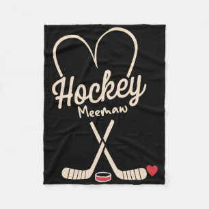 Hockey Meemaw Heart Hockey Player Fleece Blanket