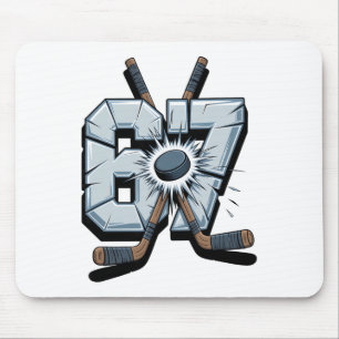 Hockey Meme Six Seven 6 7 67 Hockey Meme Mouse Pad