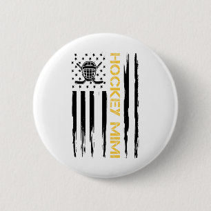 Hockey Mimi Hockey Player Usa Flag 2 Inch Round Button