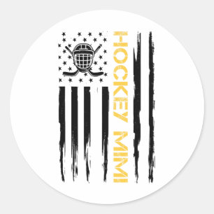 Hockey Mimi Hockey Player Usa Flag Classic Round Sticker