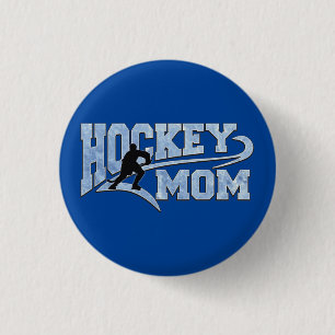 Hockey Mom Athletic Tail 1 Inch Round Button