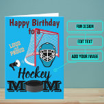 Hockey Mom Birthday Card<br><div class="desc">A mother’s birthday is a special day for countless reasons. But it's especially special when it's a mother who gives her all to a sports kid. She's always at every game and always there to shout her support. This design features a fun hockey mom theme with a puck and goal....</div>