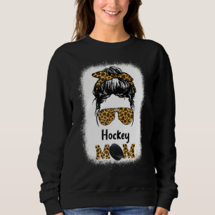 Hockey Mom Bleached Leopard Sport Bun Hair Sunglas Sweatshirt