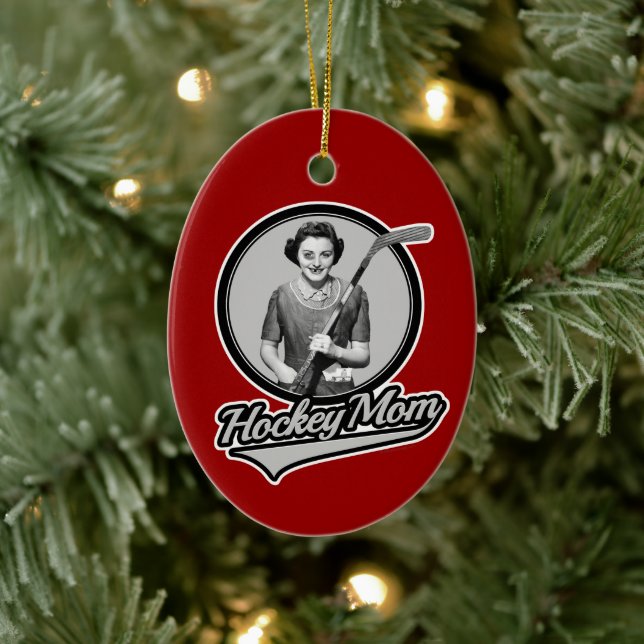 Hockey Mom Ceramic Ornament (Tree)