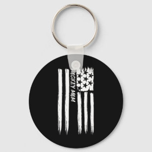 Hockey Mom Flag Sports Patriotic Usa American Fan Keychain