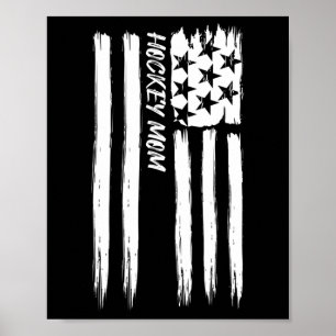 Hockey Mom Flag Sports Patriotic Usa American Fan Poster