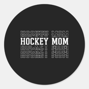 Hockey Mom Funny Layered Text Mother Mama Coach _1 Classic Round Sticker