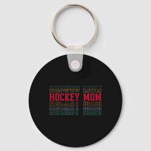 Hockey Mom Funny Layered Text Mother Mama Coach Keychain