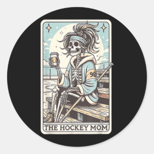 Hockey Mom Funny Skeleton Card Classic Round Sticker