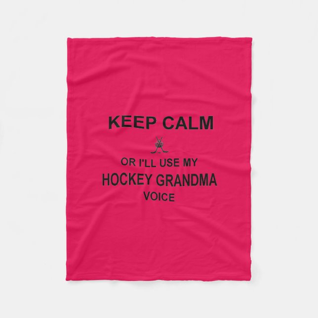 Hockey Mom - Grandma Keep Calm Crown Blanket (Front)