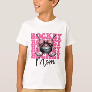 Hockey Mom Hockey Mama Mother's Day Pink Coquette  T-Shirt