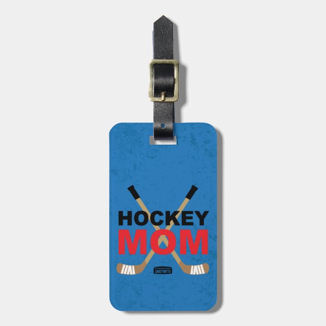 Hockey Mom Hockey Sticks Red Luggage Tag (Front Vertical)