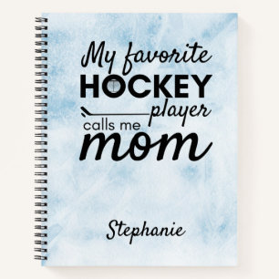 Hockey mom notebook favourite player blue ice