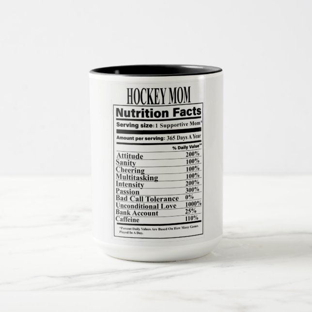 Hockey Mom Nutrition Facts Mug (Center)